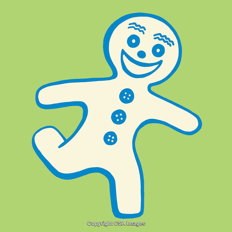 Playful Gingerbread Man Illustration with a Green Background