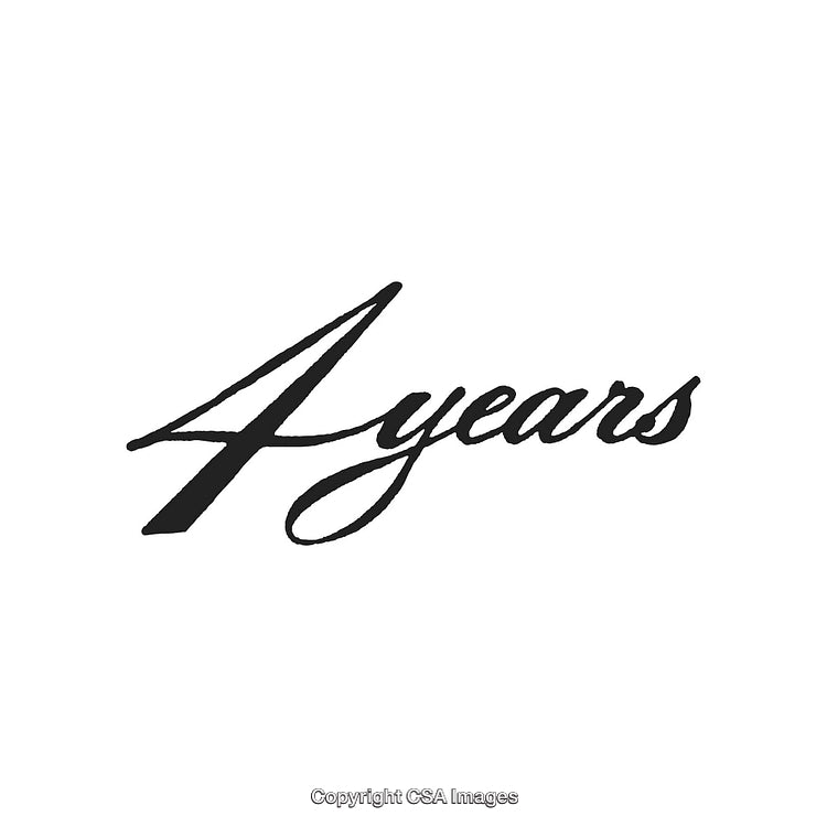 Elegant Handwritten Typography Representing Four Years Anniversary Celebration in Black Script