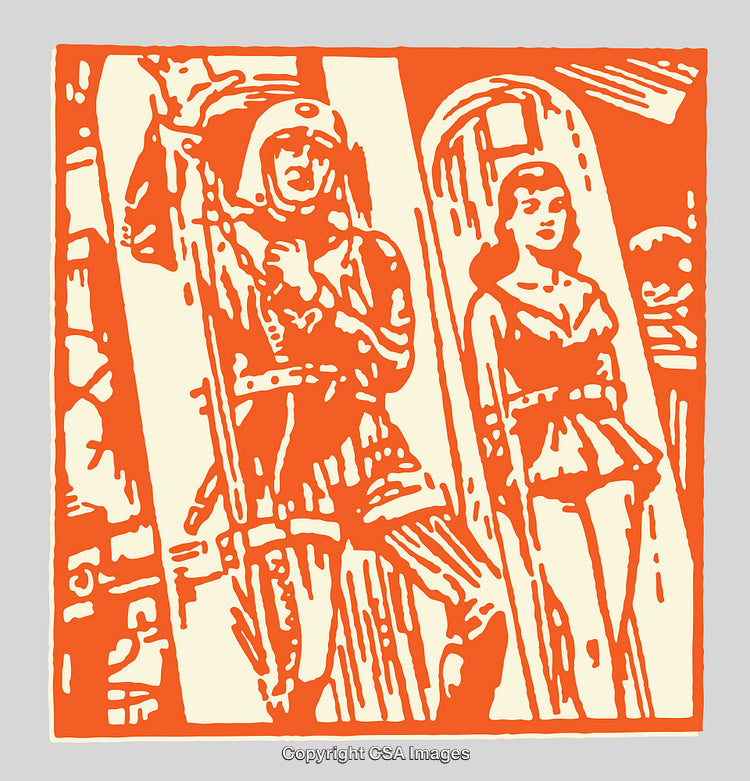 Retro Style Comic Book Art of Hero and Companion