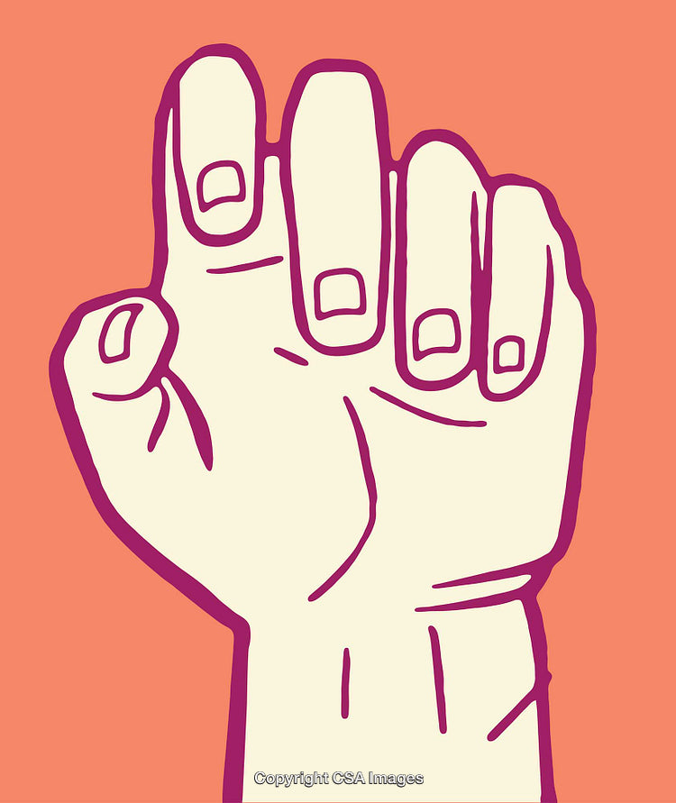 Illustrated Raised Hand Gesture in a Bold Artistic Style