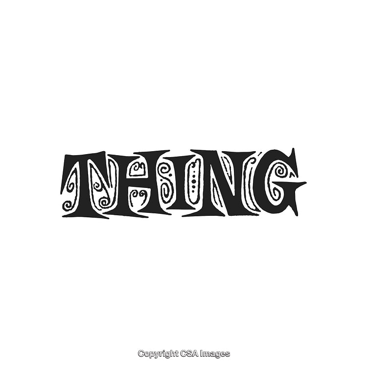 Whimsical Hand-Drawn Typography of the Word 'Thing' with Playful Design