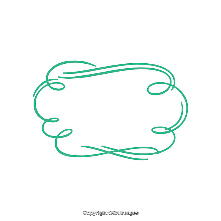 Ornamental Green Decorative Frame with Floral Swirls on a White Background