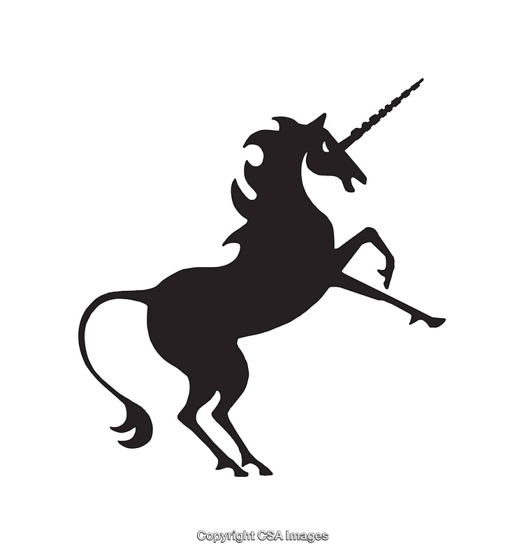 Silhouette of a Majestic Unicorn in Black and White Illustration