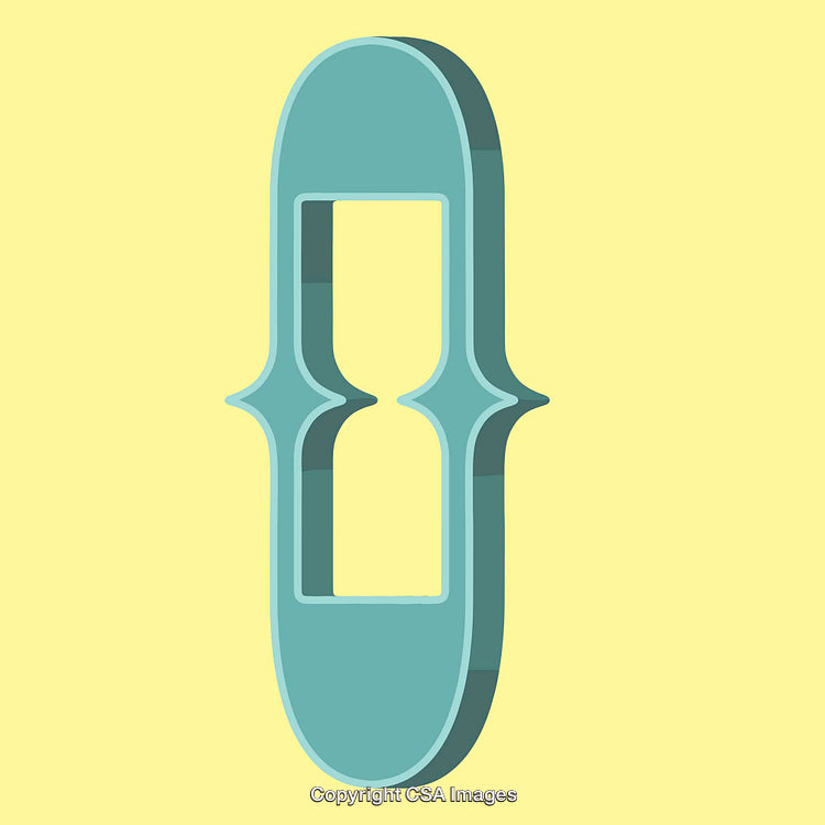 Stylized Letter O Design in Soft Blue and Yellow Tones