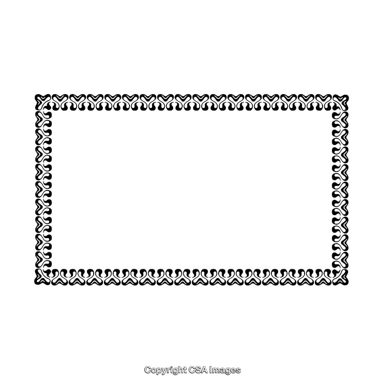 Decorative Black and White Rectangular Border With Geometric Patterns