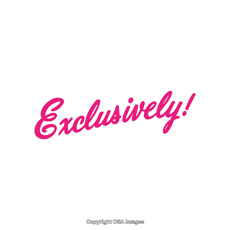 Elegant Pink 'Exclusively' Lettering on a Clean White Background Design