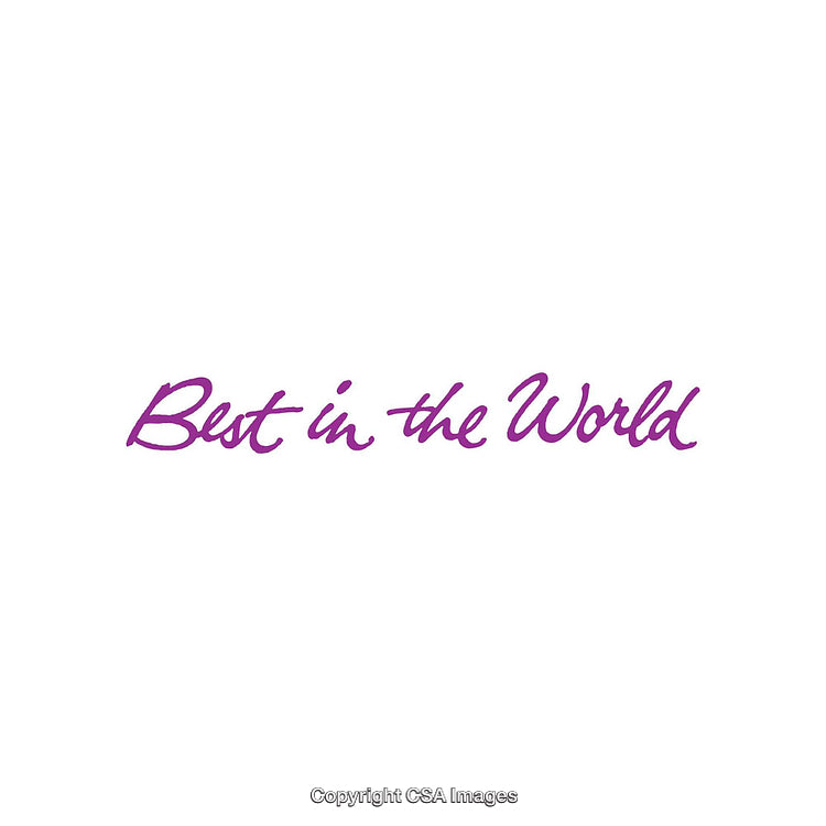 Inspirational Calligraphy Text 'Best in the World' in Vibrant Purple Hue