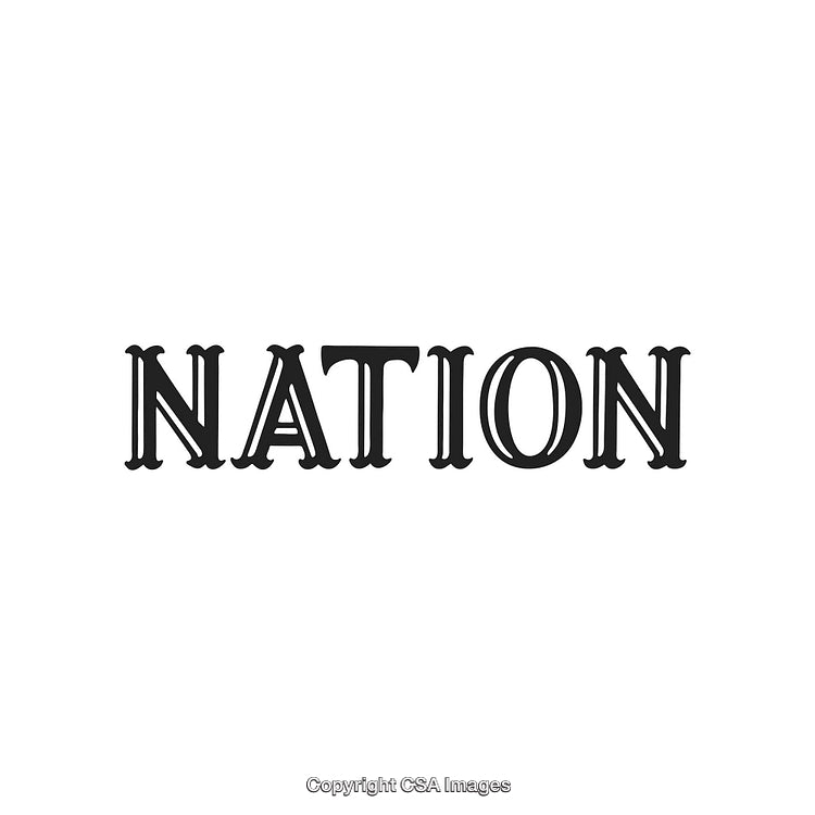 Monochrome Graphic Text Display Featuring the Word Nation in Bold Letters