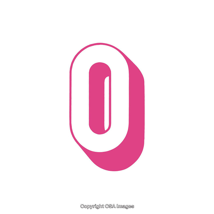 Pink and White Stylized Number Zero with Bold Design
