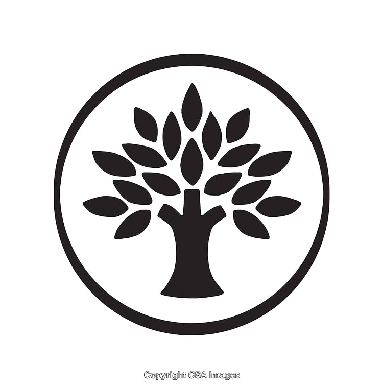 Minimalist Black and White Tree Icon in Circular Design