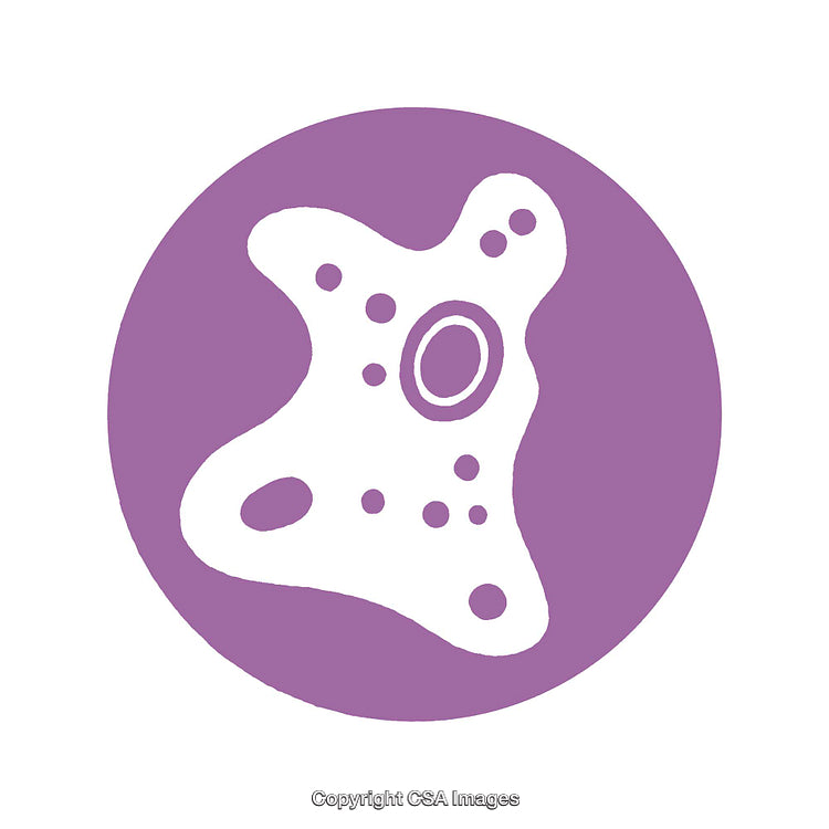 Purple Stylized Amoeba Icon on Circular Background