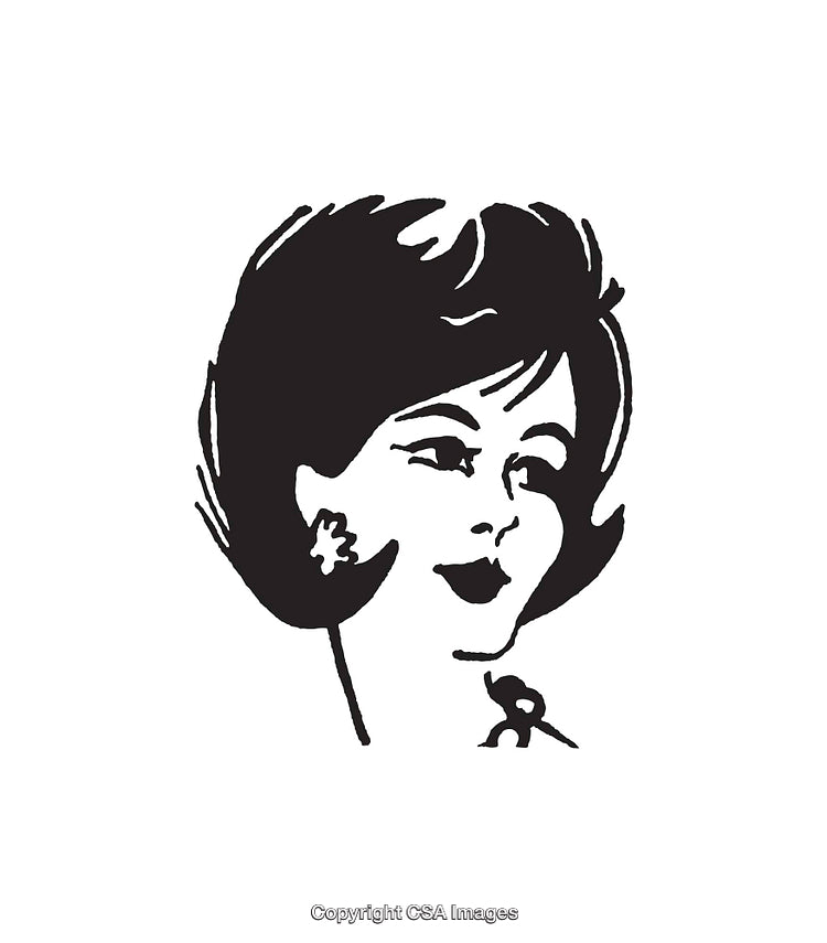 Elegant Retro Line Art Portrait of a Woman With Styled Hair