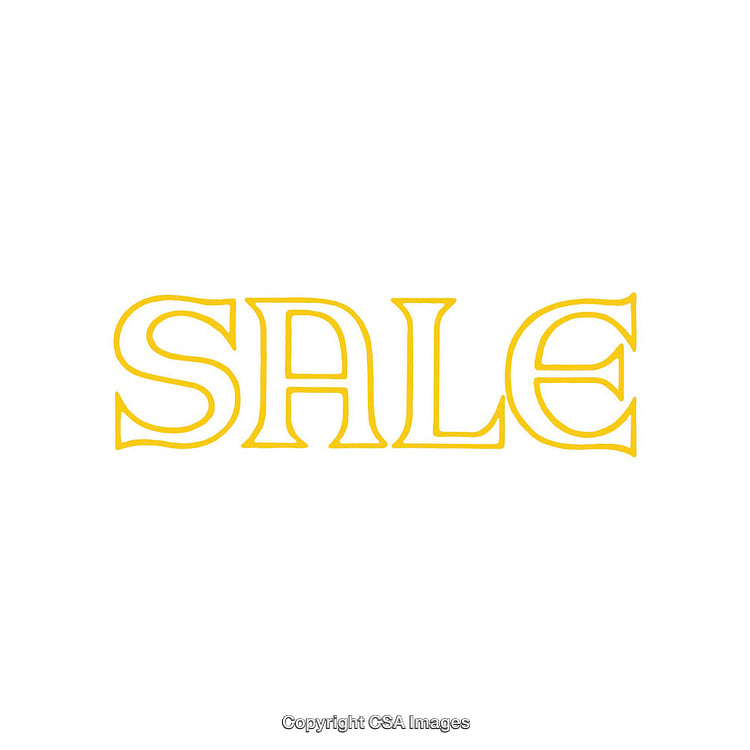 Bold Yellow Vintage Style Sale Text Isolated on White Background