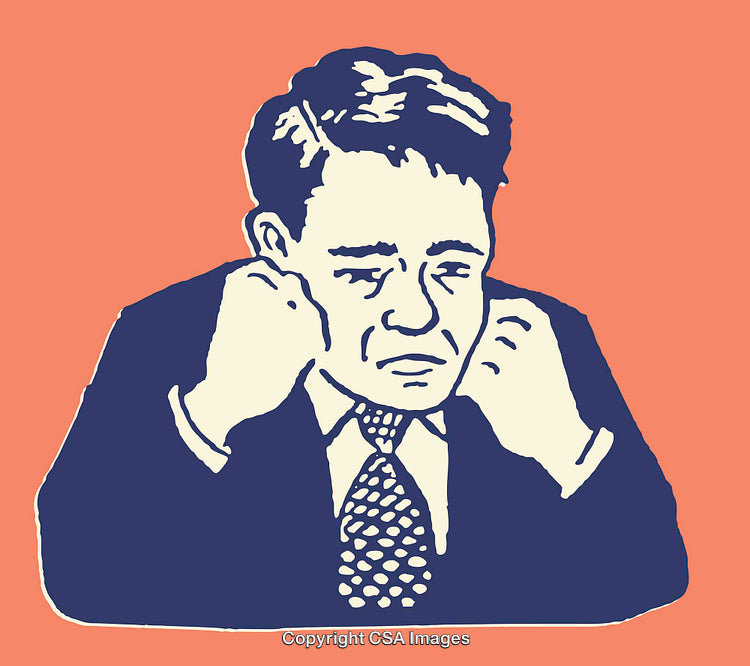 Retro Style Illustration of a Stressed Businessman in Line Art Design