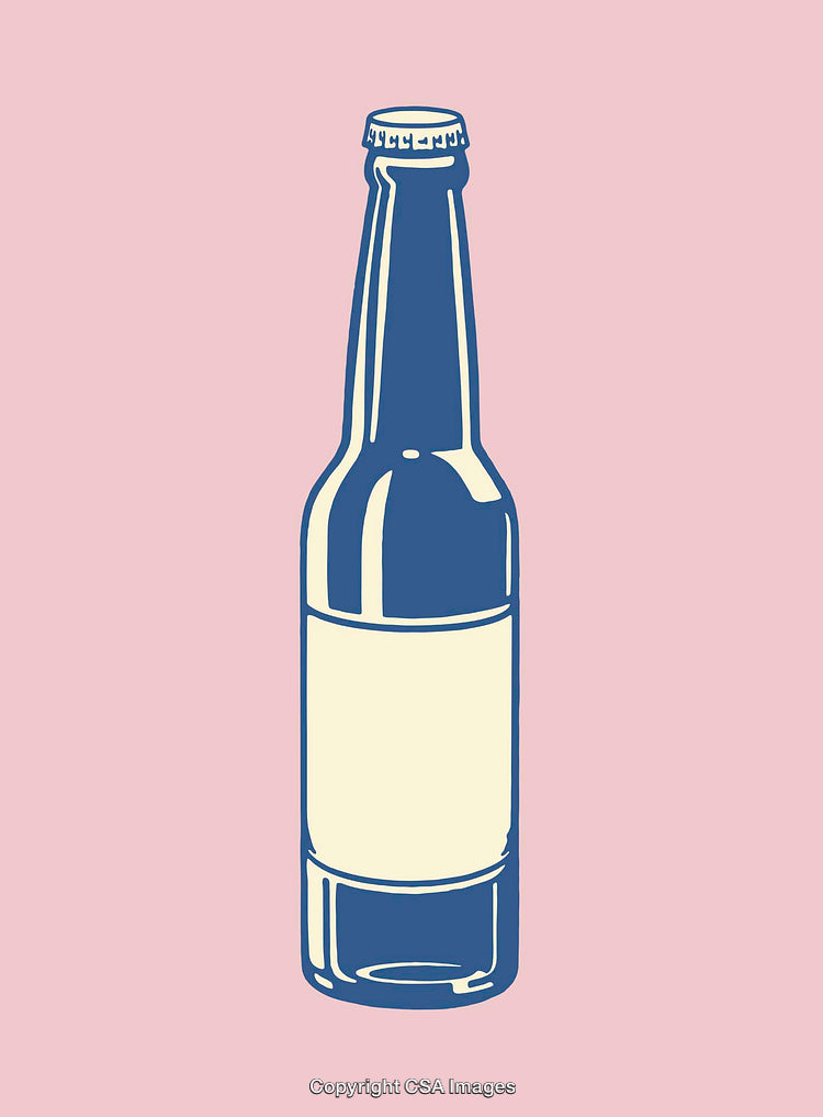 Illustration of a Bottle with Minimalist Color Scheme on Pink Background