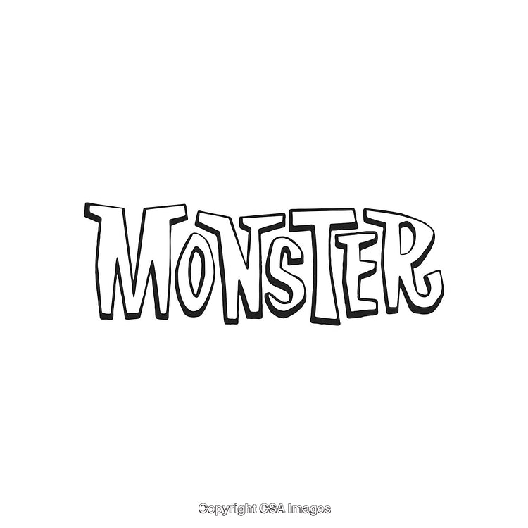 Stylized Black And White Handwritten Monster Logo Illustration