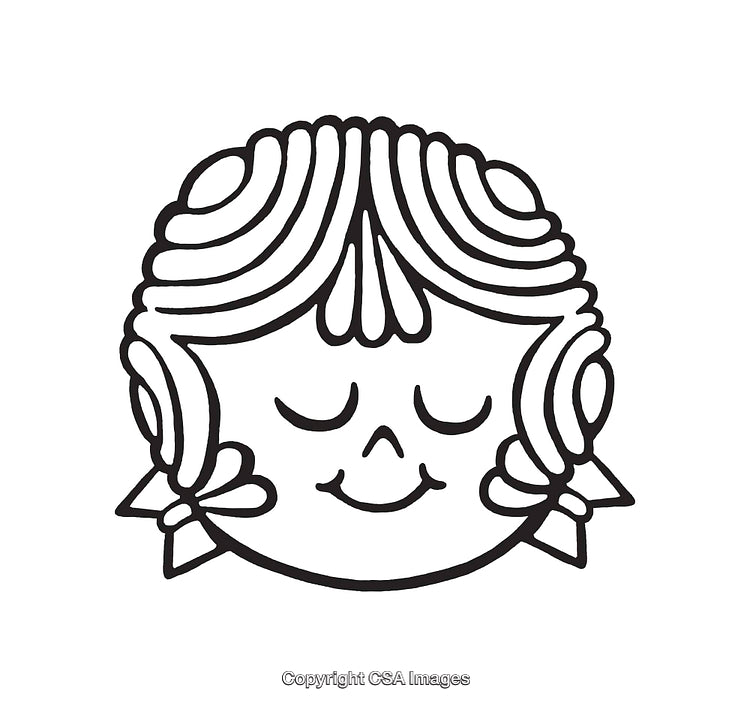 Cute Black and White Line Art Illustration of a Smiling Face