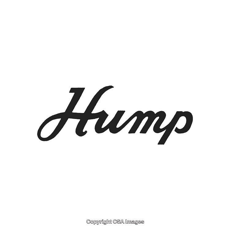 Elegant Cursive Typography Design of the Word 'Hump' in Black on White