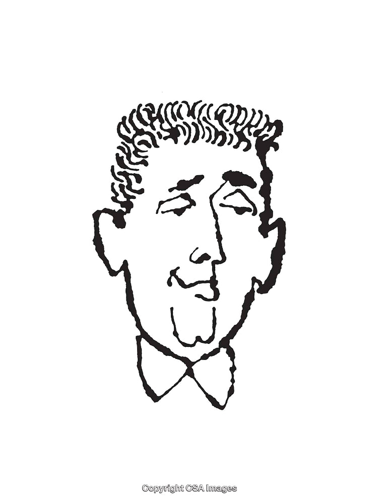 Black and White Line Drawing of a Smirking Male Face