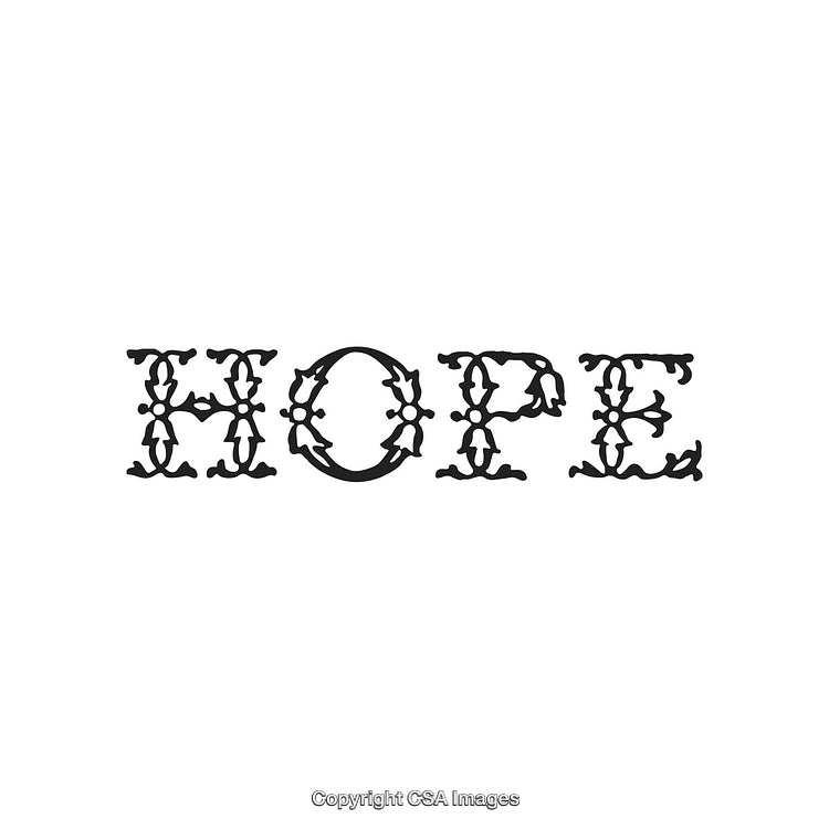 Elegant Typography-Design Featuring the Word 'Hope' with Ornamental Details