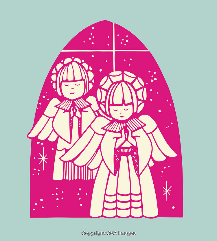 Two Angels in a Stained Glass Style Artwork