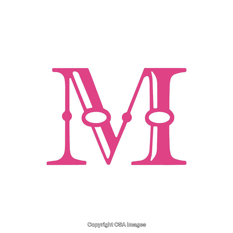 Pink Artistic Letter M in Elegant Minimalist Font Style