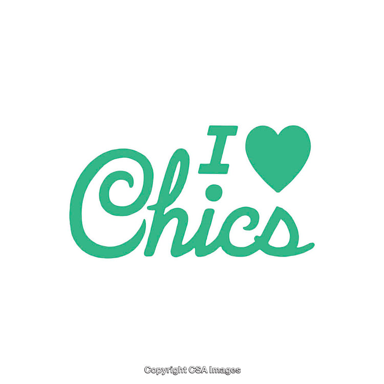 Green Text Design with Heart and the Phrase 'I Love Chics'