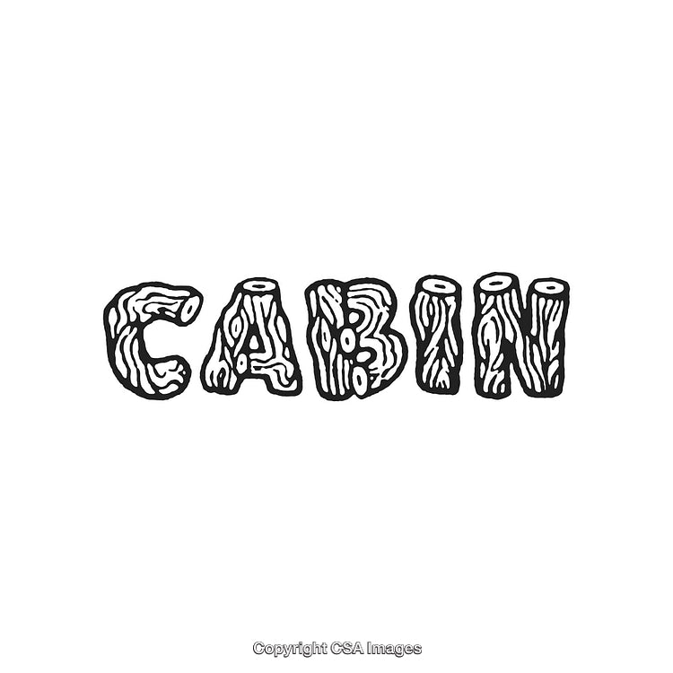 Text Crafted from Wooden Textured Letters Forming the Word Cabin