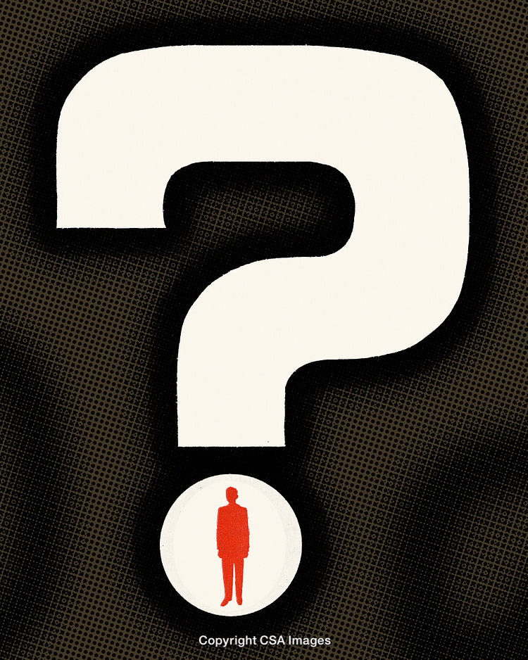 Large Question Mark with Silhouette Depicting Introspection or Unanswered Questions