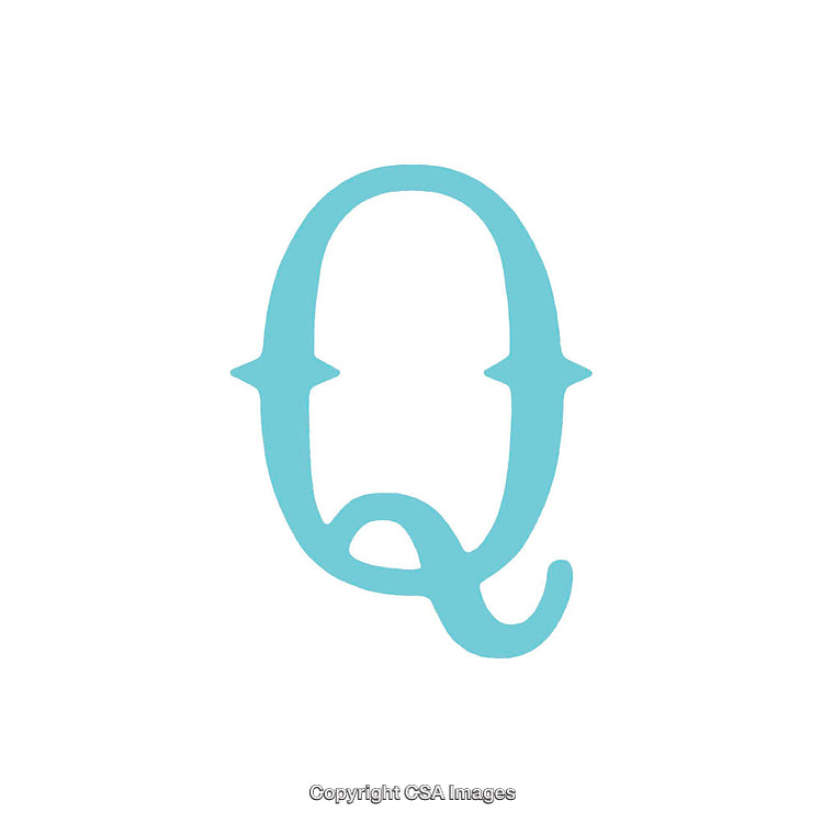 Stylized Illustration of the Letter Q in Light Blue Color