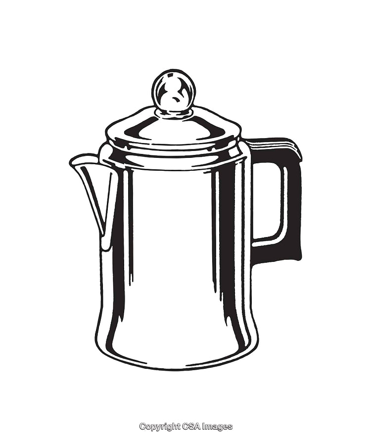 Classic Black and White Illustration of a Coffee Percolator