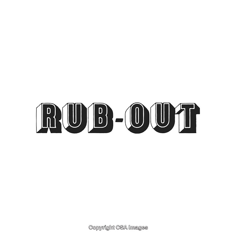 Stylized Bold Text Design Featuring The Phrase 'Rub-Out' in Monochrome