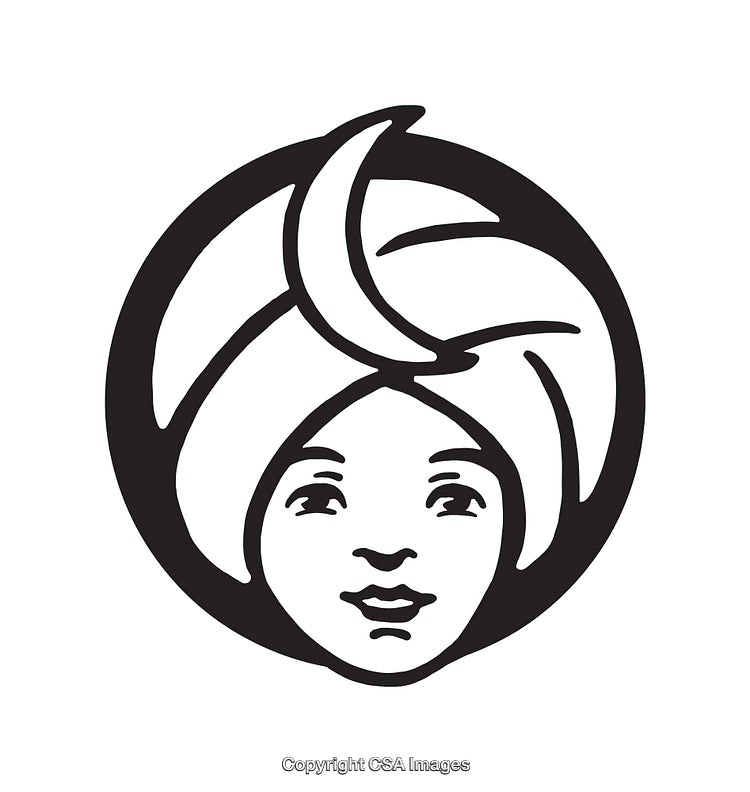 Black and White Line Art of a Woman with Turban Design