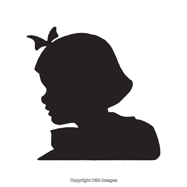 Silhouette of a Young Girl with Bow in Profile View