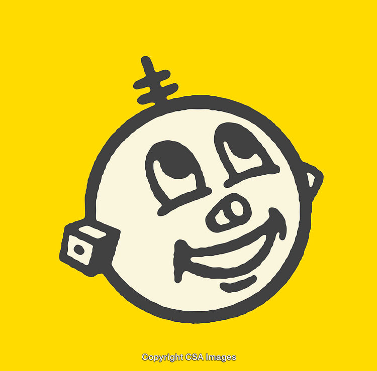 Colorful Smiling Face Illustration with Bold Yellow Background