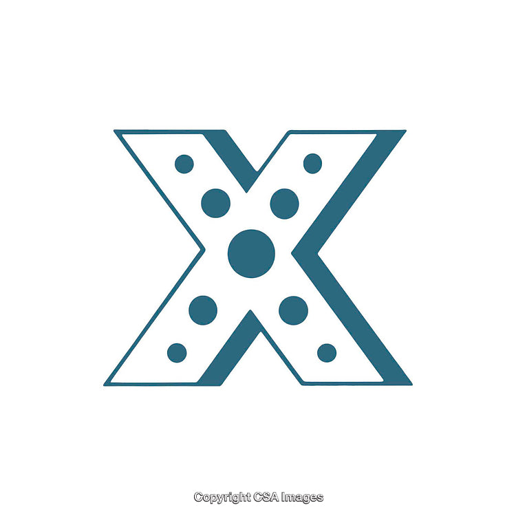 Artistic Blue Styled Letter X with Circular Design Elements