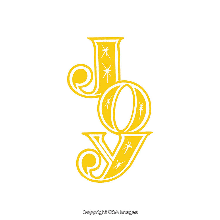 Yellow Decorative Typography of the Word Joy with Artistic Details