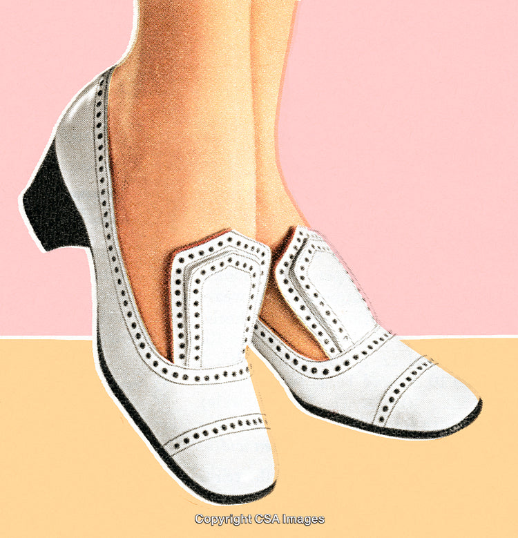 Retro White Shoes On Pink and Yellow Background