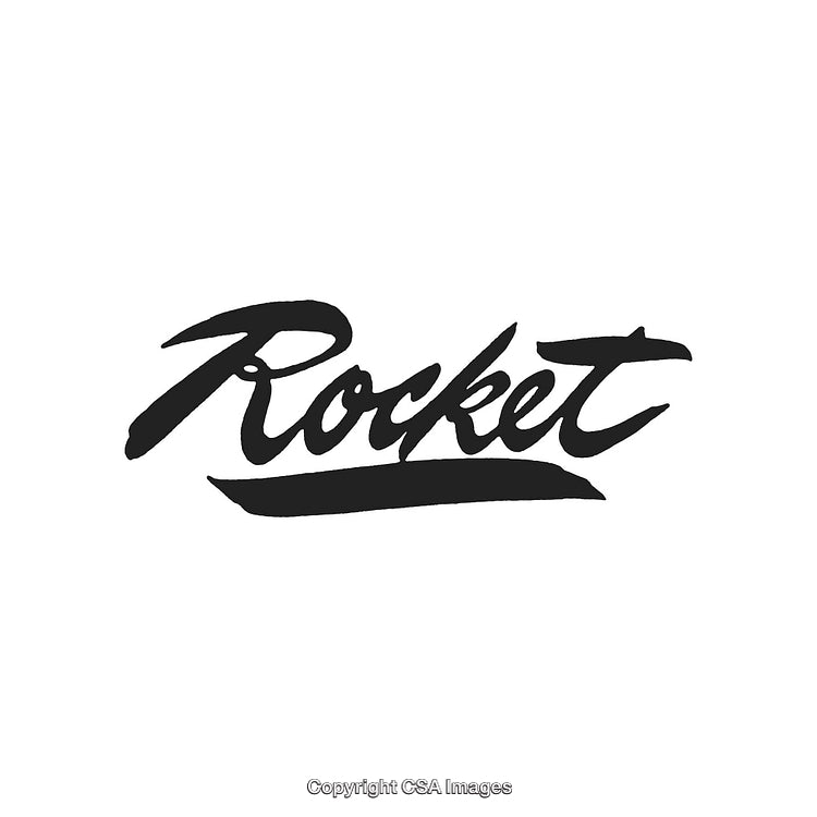 Stylized Handwritten 'Rocket' Text Logo With Bold Black Brushstroke