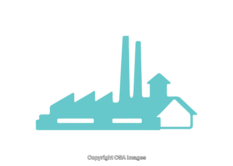 Industrial Facility Icon in Blue Color on White Background