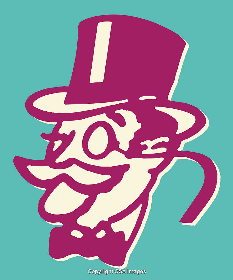 Retro Gentleman Illustration With Top Hat and Monocle