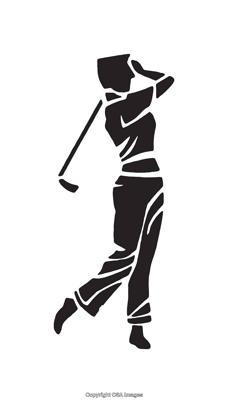 Black and White Silhouette of a Female Golfer Swinging Club