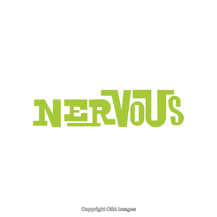 Bright Green Typography Showcasing the Word Nervous on White Background