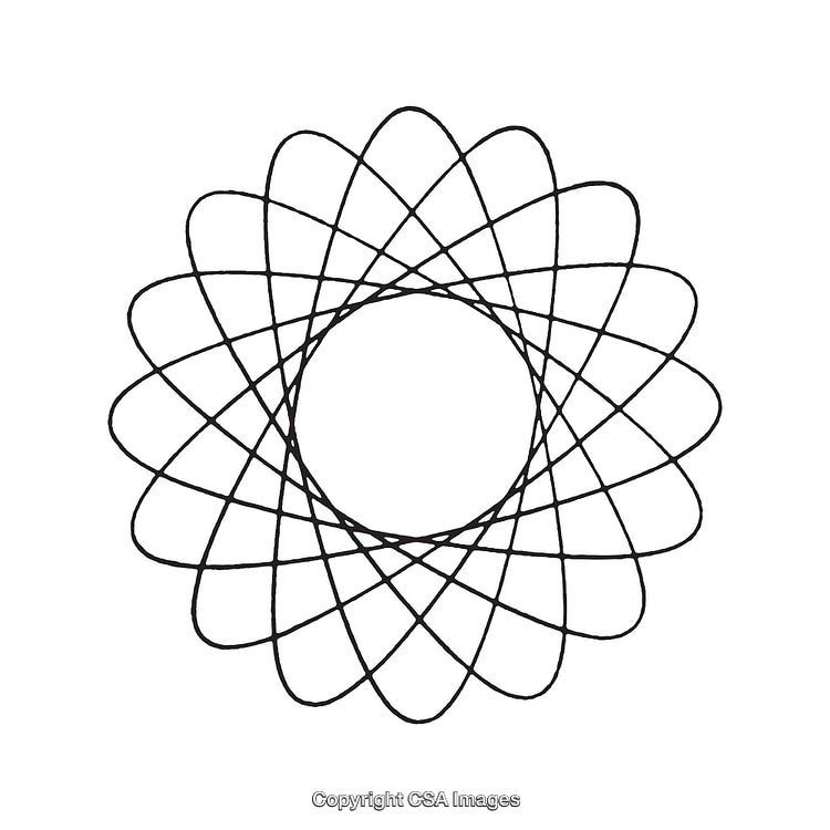Abstract Black And White Circular Geometric Shape With Intersecting Lines