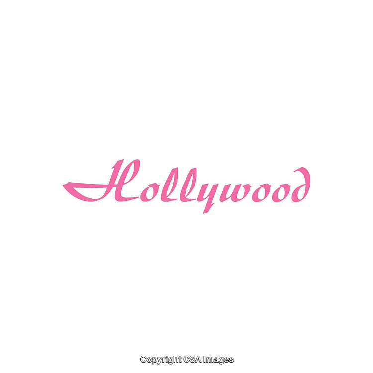 Stylized Pink Hollywood Text on a Minimal White Background