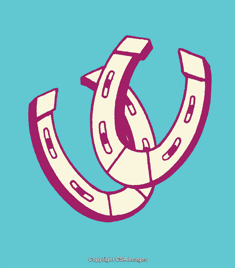 Illustration of Horseshoes with Bold Colors and Simple Line Art Design