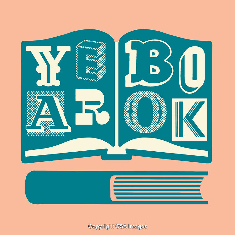 Illustrated Yearbook Concept with Creative Typography on Bright Background