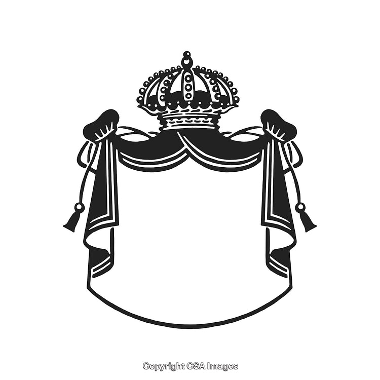 Elegant Black and White Ornate Border with Crown Design