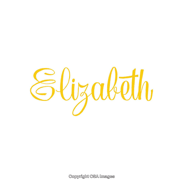 Elegant Yellow Calligraphy with the Name Elizabeth on White Background