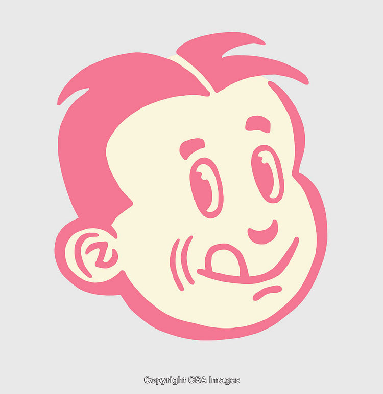 Playful Smiling Cartoon Character Face Line Art Illustration